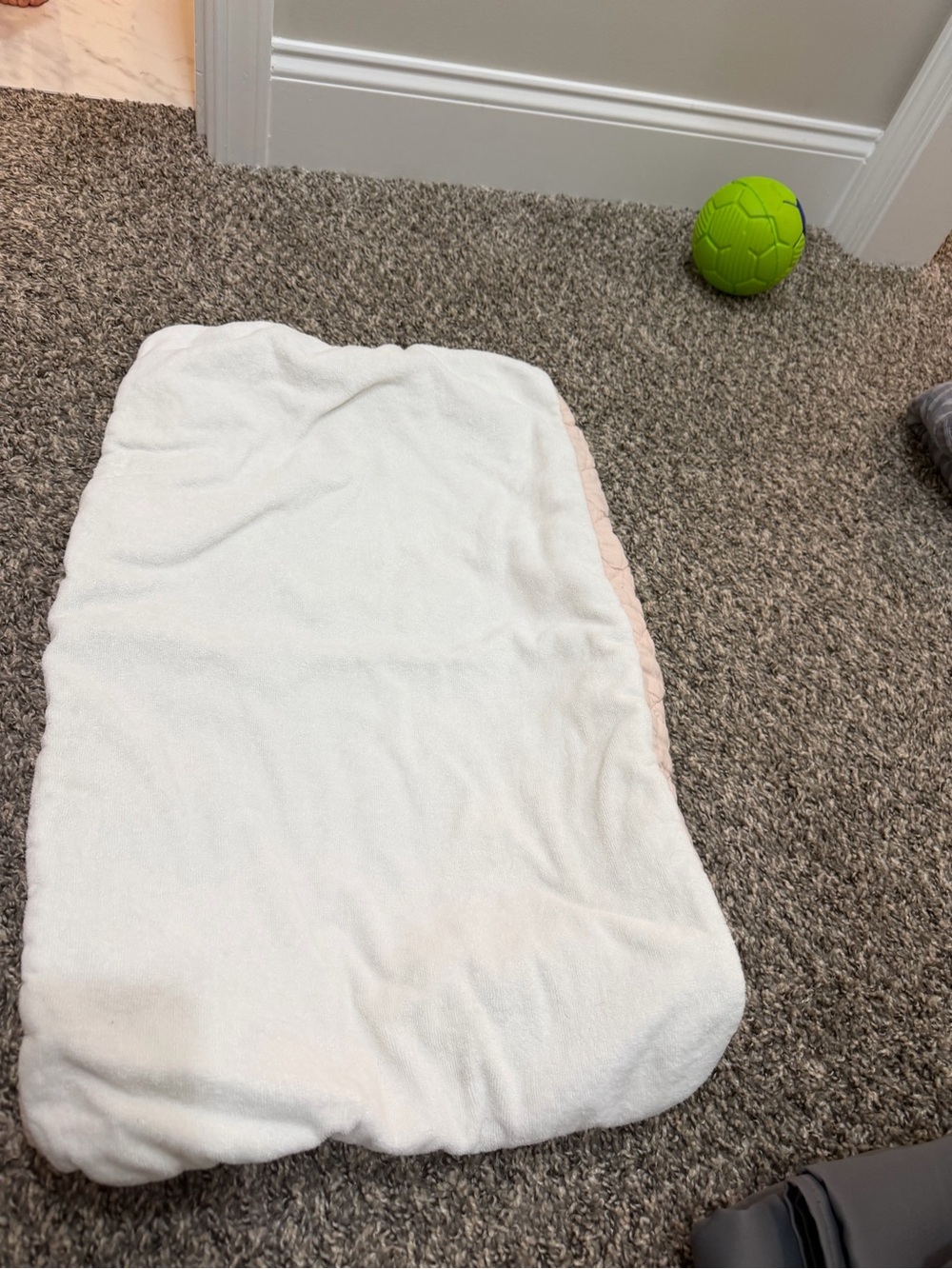 Pottery Barn Kids White Changing Pad Cover with Light Pink Edge